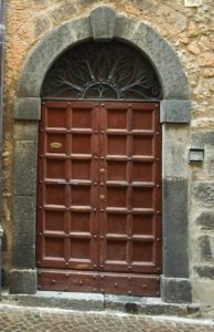 Brown paneled door in Orvieto