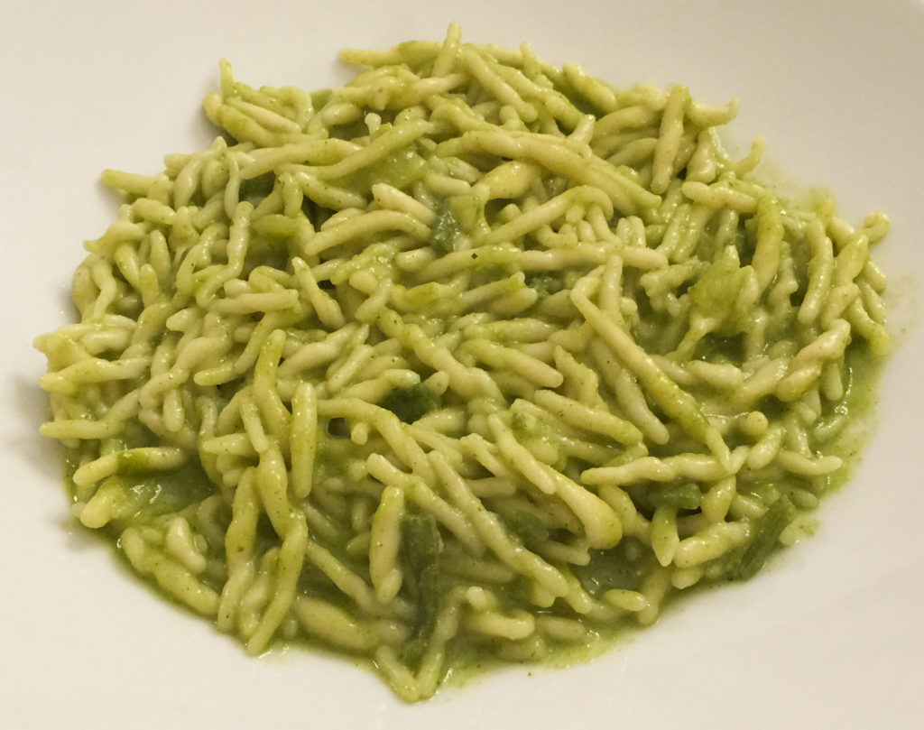 Trofie pasta with Genovese pesto, green beans, and potatoes
