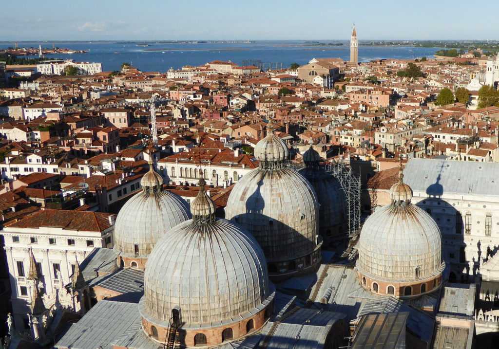 Taking in the view of the rooftops of Venice and the Domes of the Basilica di San Marco from the Campanile is one of the best things to do in your two days in Venice