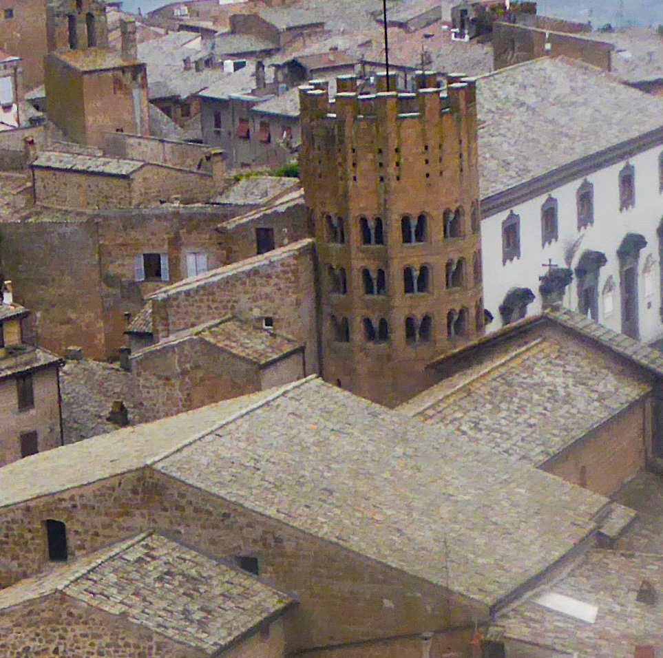 The twelve-sided tower of the church seen from the Clock Tower Orvieto Italy