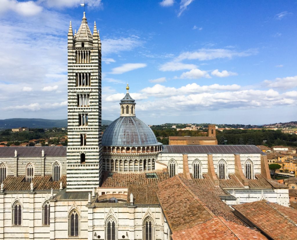The dome and bell tower of the Duomo di Siena