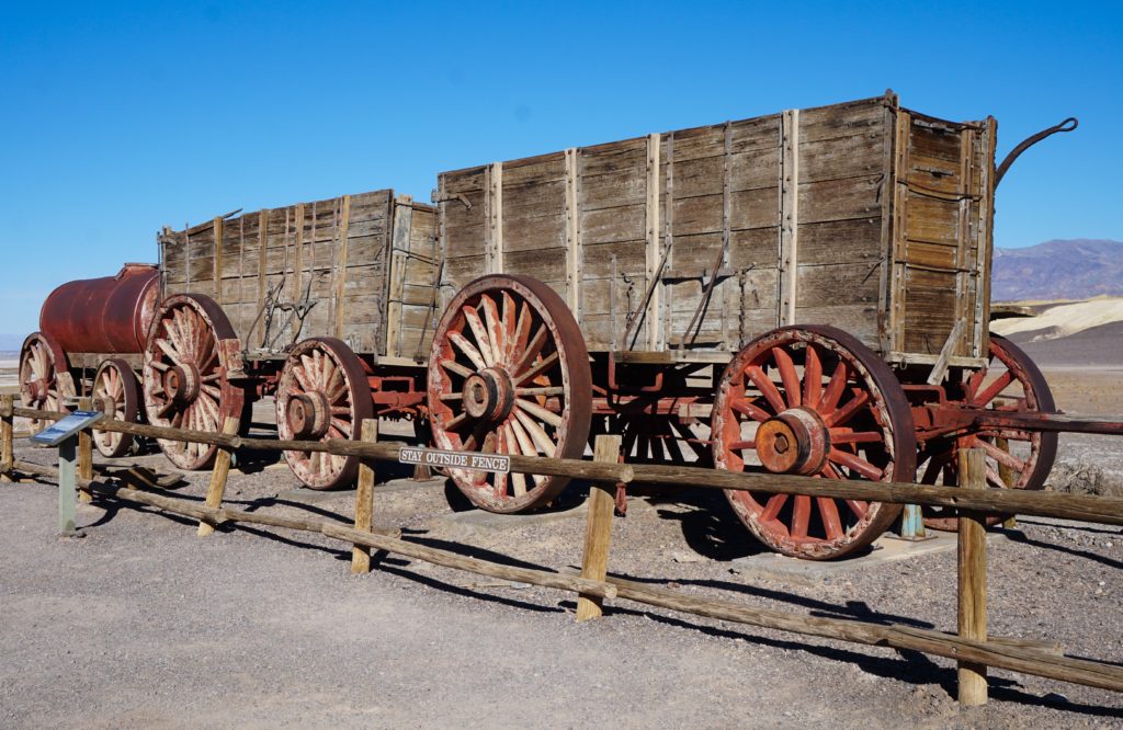 A double wagon at Harmony Borax Works in Death Valley National Park California