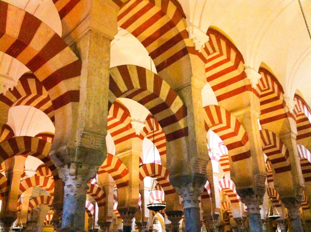 Arches in the Mezquita in Cordoba Spain