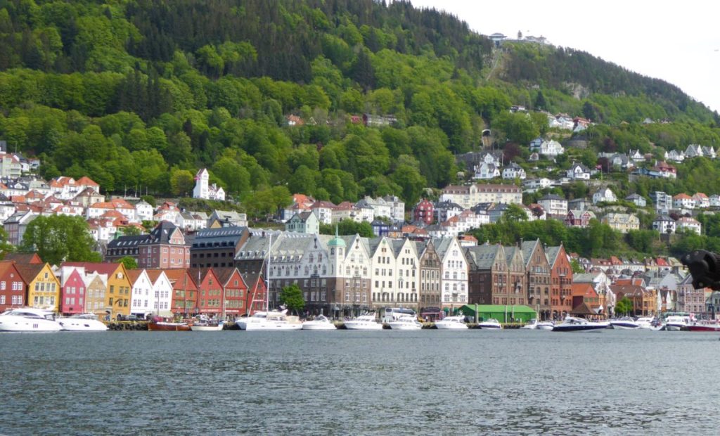 A view of beautiful Bryggen in Bergen Norway