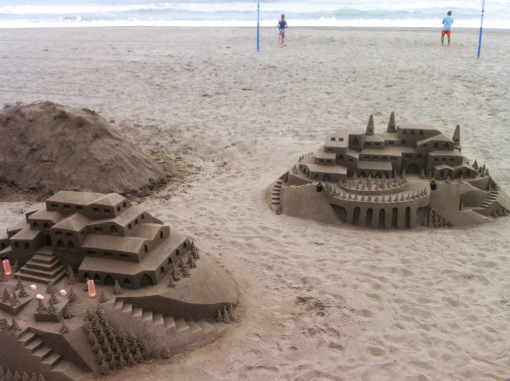 Sandcastles on the beach at Estepona in Spain