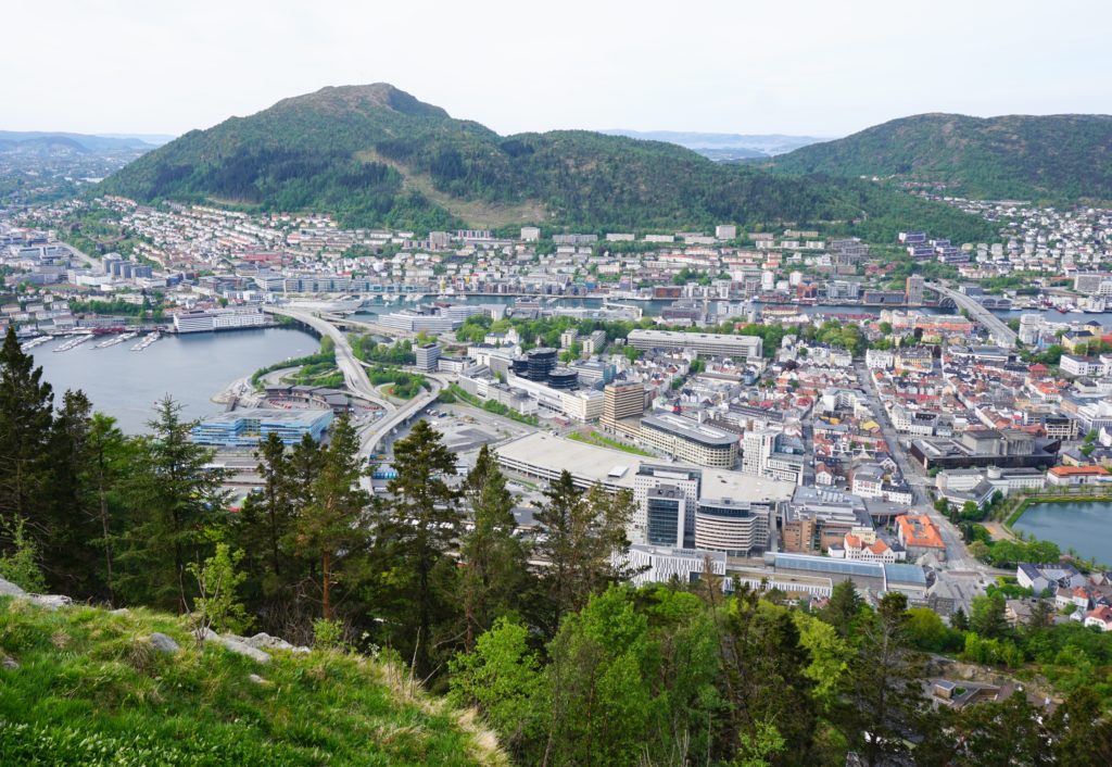 View from Mt. Floyen in Bergen Norway: taking the Floibanen funicular to the top of Mt. Floyen is a must-do in Bergen!