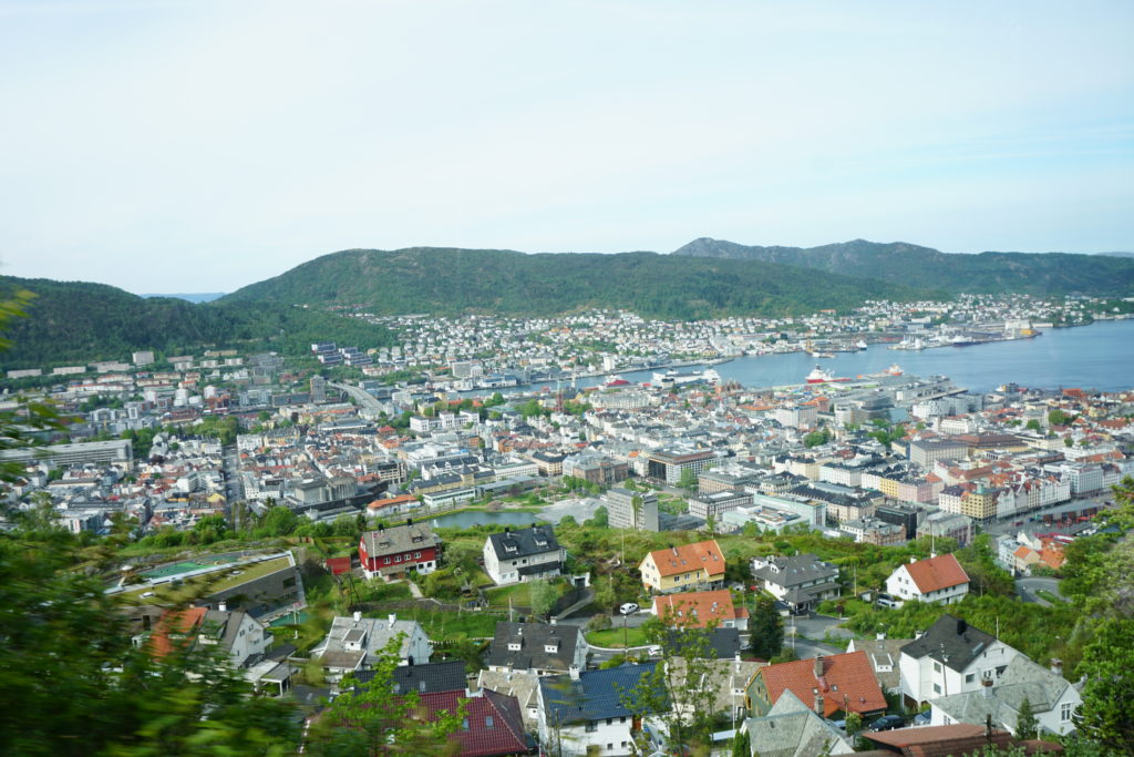 Panoramic view of Bergen from the viewing platform on Mount Floyen 