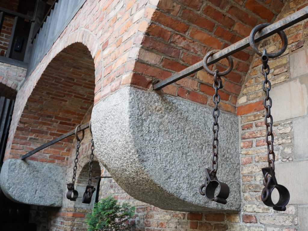 Shackles used to bind prisoners Torture House Old Town Gdansk Poland
