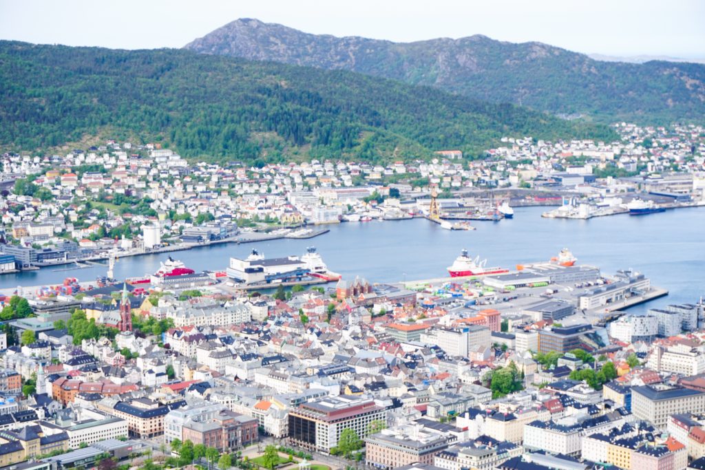 Panoramic view of Bergen from Mt. Floyen