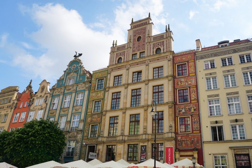 Facades at Dlugi Targ Old Town Gdansk Poland