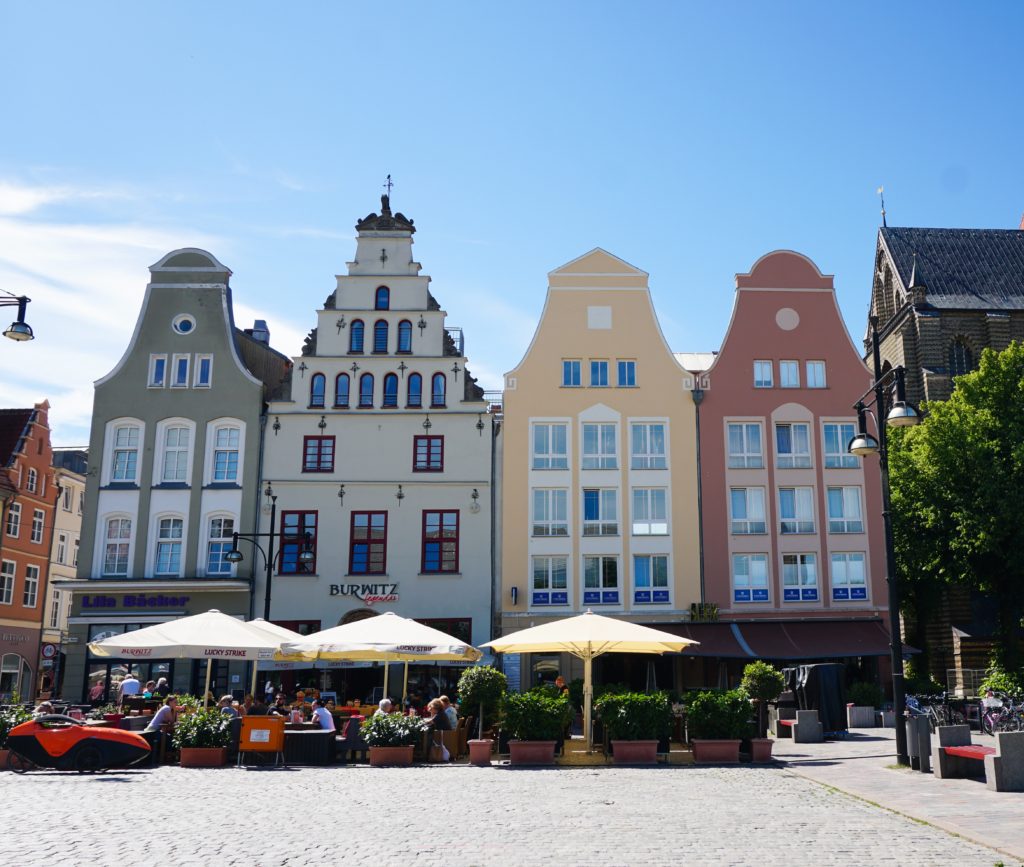 Gabled houses at Neuer Markt in Rostock Germany
