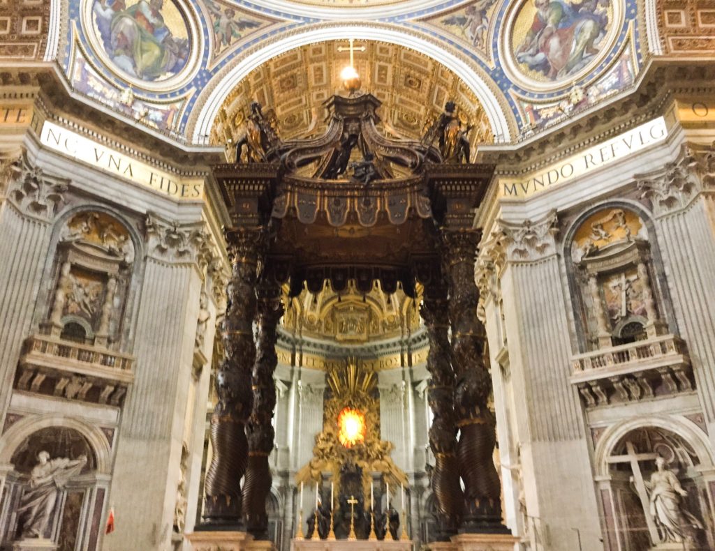 Bernini's bronze baldacchino in St. Peter's Vatican City