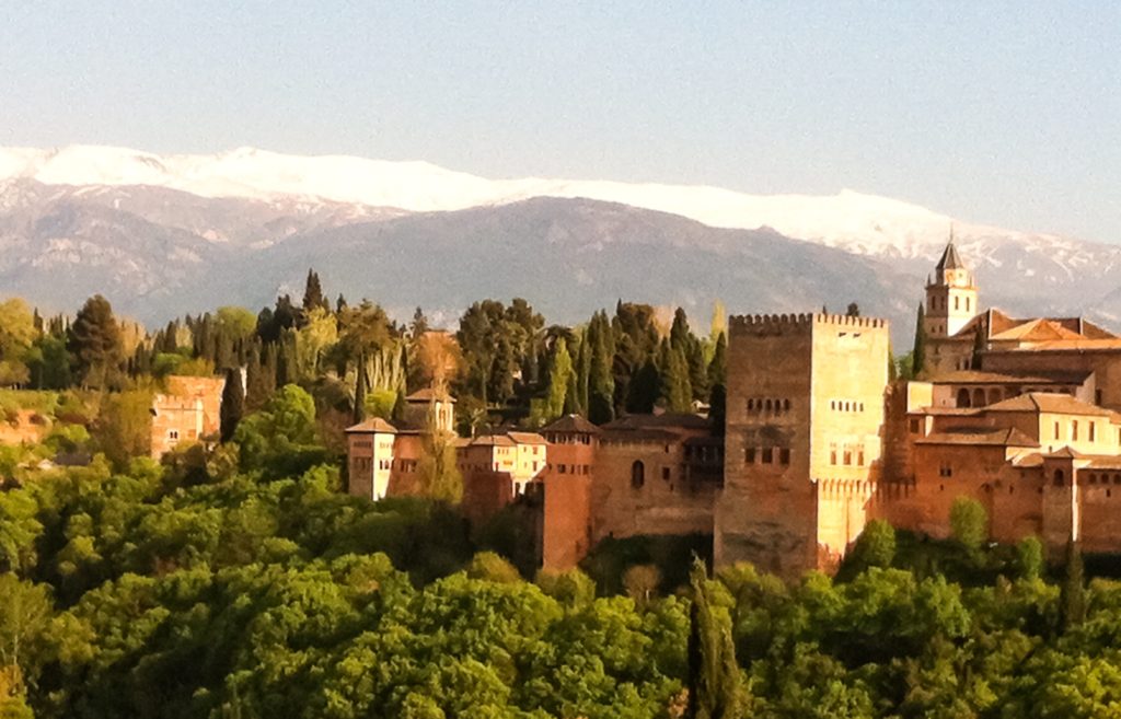 The Alhambra of Granada Spain with the Sierra Nevada as its backdrop