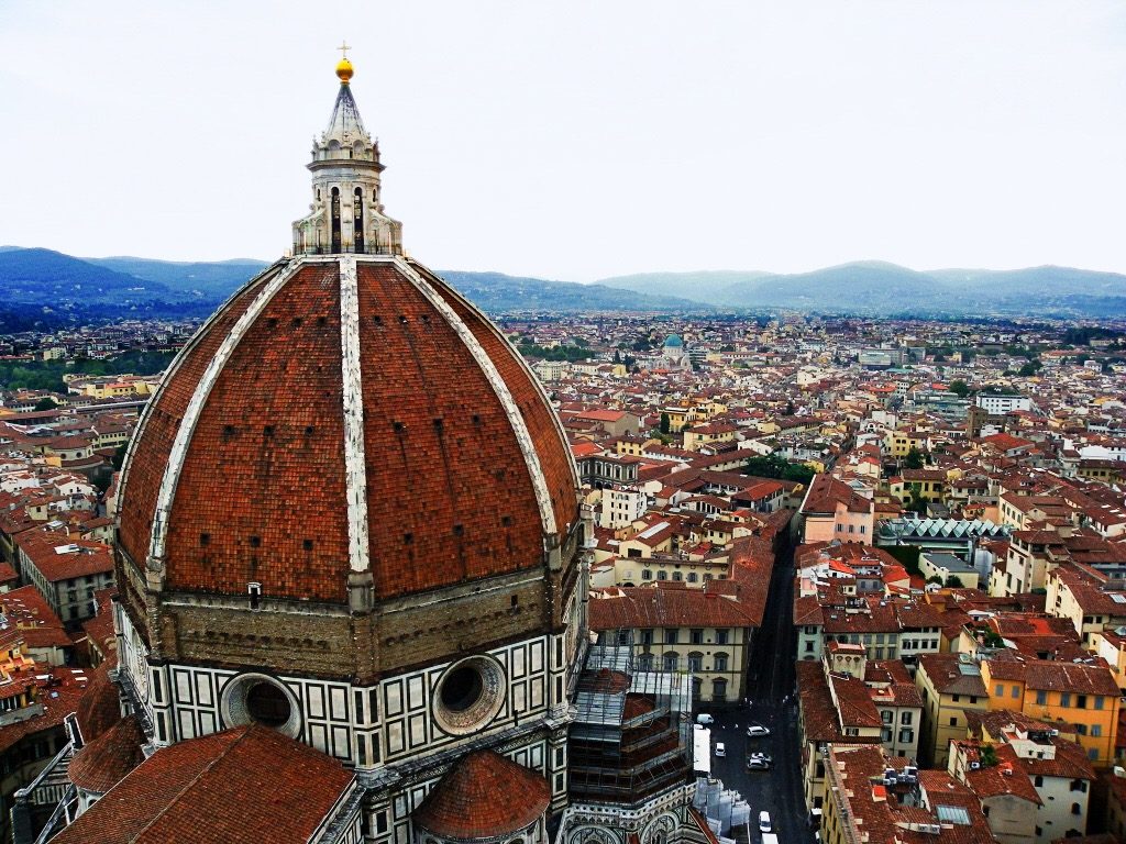 A view of the Duomo and Florence from The Campanile, Florence Italy