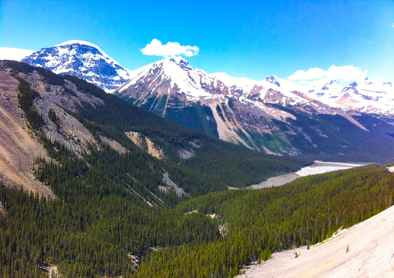 View from the Glacier Skywalk at the Columbia Icefields Discovery Centre in Alberta Canada