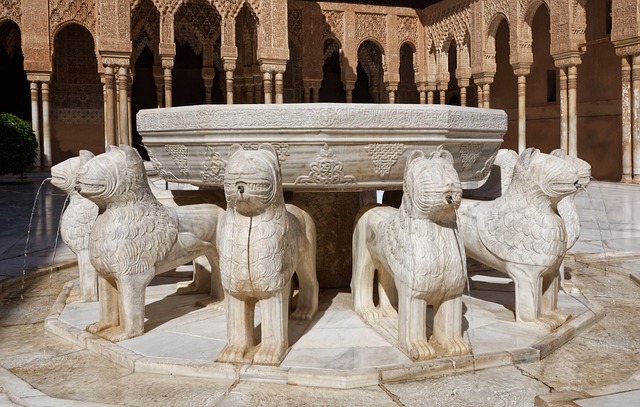 Lion Fountain Nasrid Palaces Alhambra Granada Spain