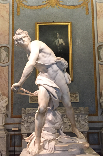David by Bernini at the Borghese Gallery in Rome, Italy