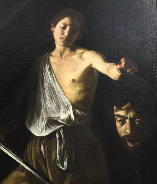 David with the Head of Goliath by Caravaggio at the Borghese Gallery in Rome, Italy