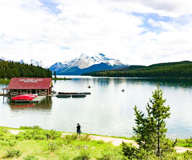 Boathouse at Maligne Lake in the Canadian Rockies