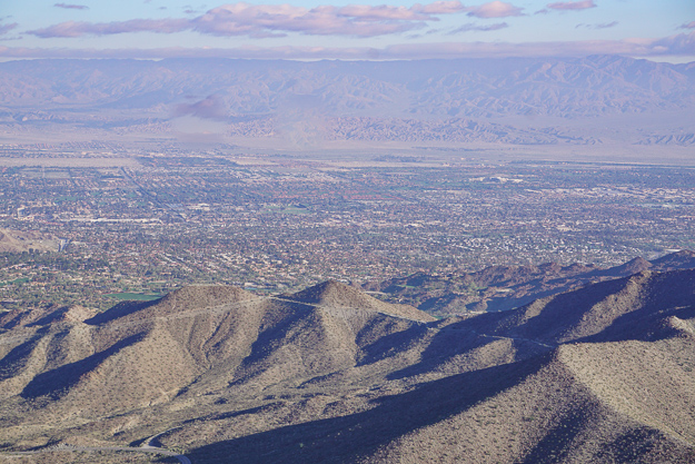 A view of Coachella Valley from the Palms to Pines Scenic Byway near Palm Springs California