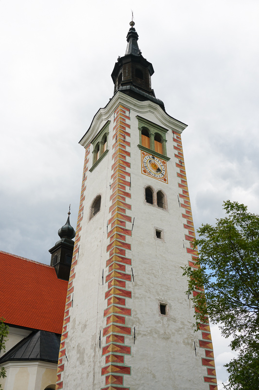 Bell Tower of the Church of the Assumption on Bled Island in Bled, Slovenia