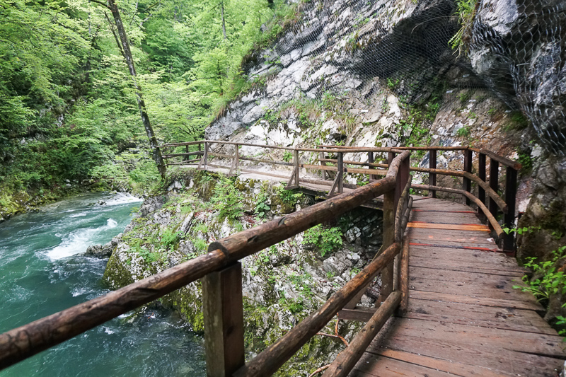 Boardwalk at Vintgar Gorge in Slovenia