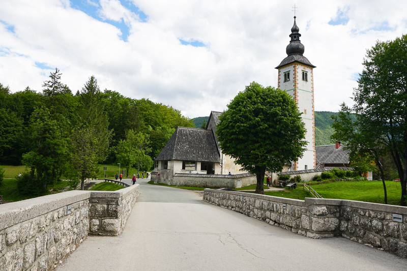 The Church of St. John the Baptist on the shore of Lake Bohinj in Ribcev Laz, Slovenia