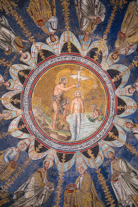 Mosaic Ceiling Neon Baptistery Ravenna Italy