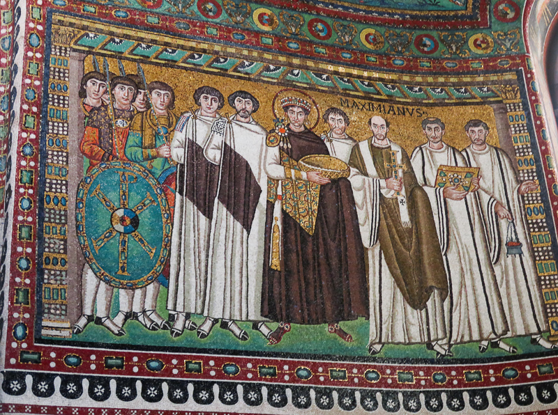Mosaic Justinian and his court Ravenna Italy