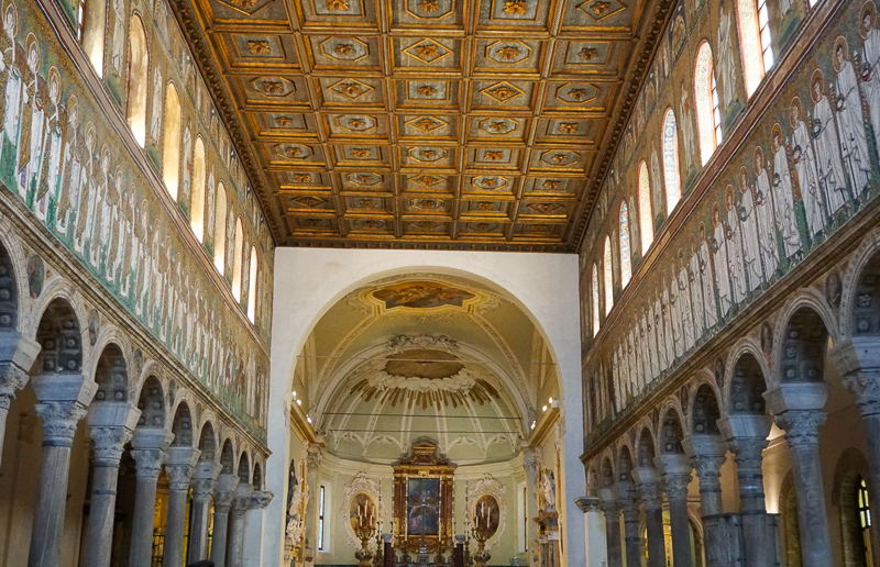 Mosaics on walls of Church of Sant'Apollinare Nuovo Ravenna Italy