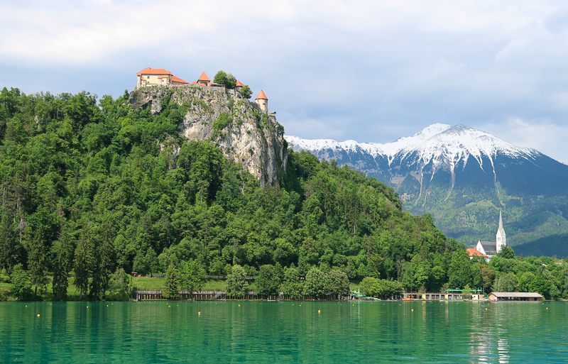 View from Pletna Boat Lake Bled Slovenia