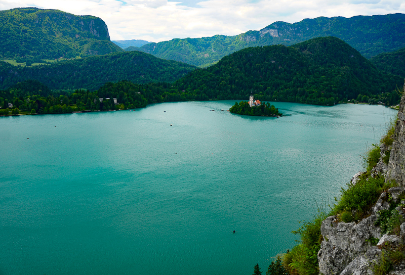 View of Bled Island from Bled Castle Slovenia