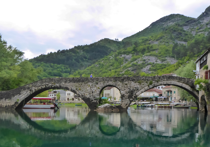 Danilo Bridge with the village of Rijeka Crnojevica behind it