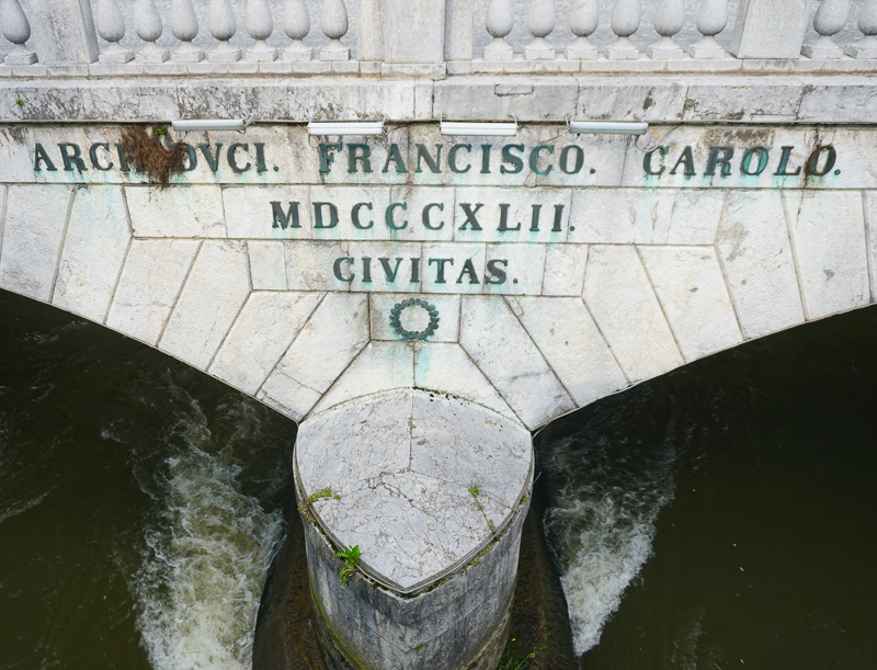 Inscription or Original Bridge Triple Bridge Ljubljana Slovenia