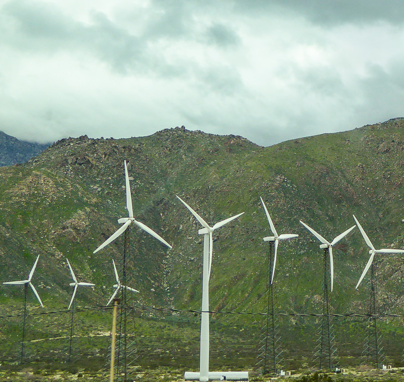 Windmills near Palm Springs in California USA