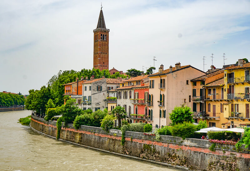 View from the Pietra Bridge in Verona Italy