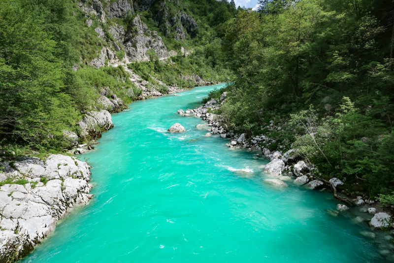 The Aqua Color of the Soca River in Slovenia