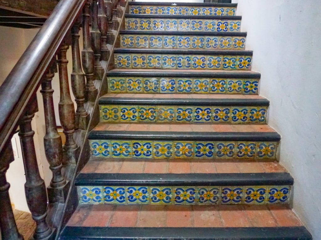 Tiled staircase in Casa Blanca, a museum in Old San Juan, PR