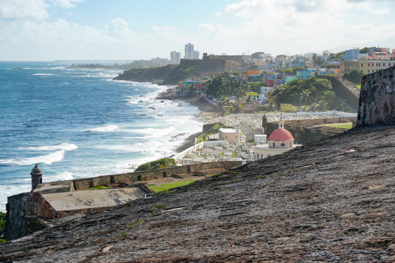 A view of OLd San Juan Cemetery and La Perla from El Morro