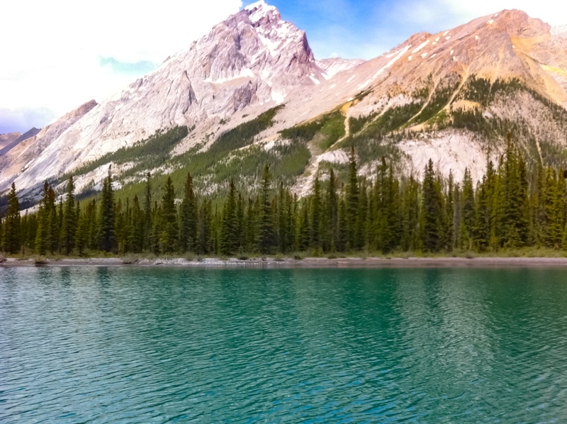 View of Maligne Lake in Jasper Canada