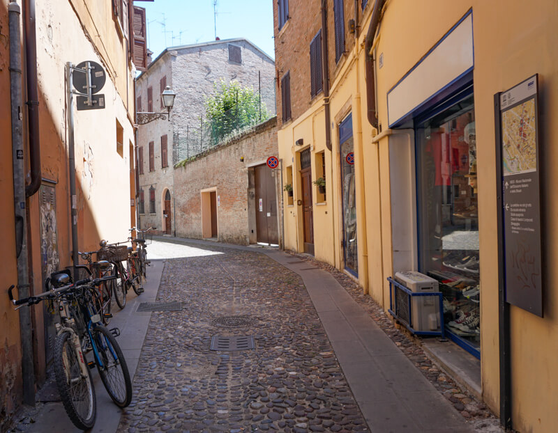 Medieval street in Ferrara Italy