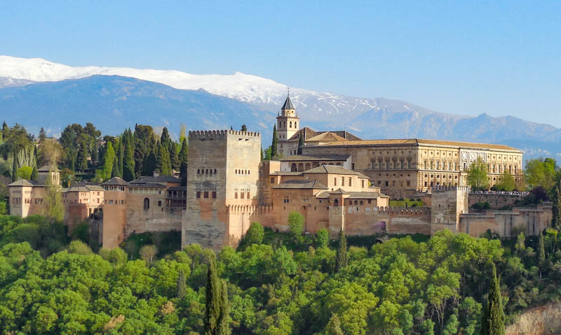 The Sierra Nevada behind the Alhambra in Granada