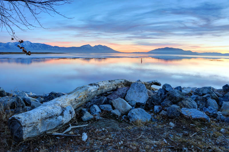 Sunset at Utah Lake near Provo