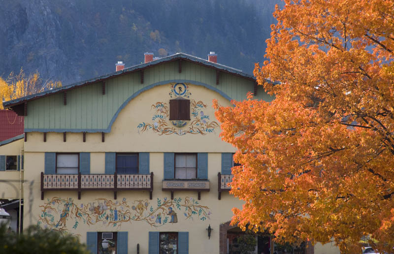 One of the beautiful facades in Leavenworth, Washington in the fall