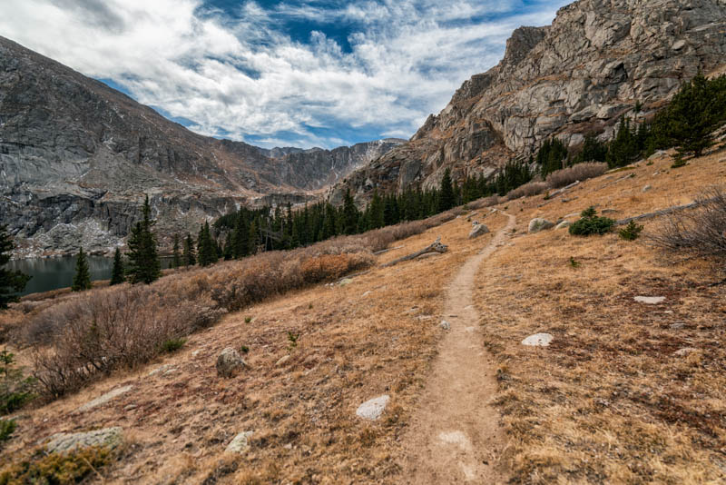 A hiking trail in the Mount Evans Wilderness in CO