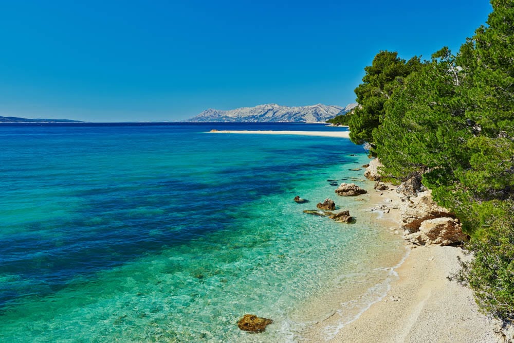 A secluded beach along the Makarska Riviera in Croatia