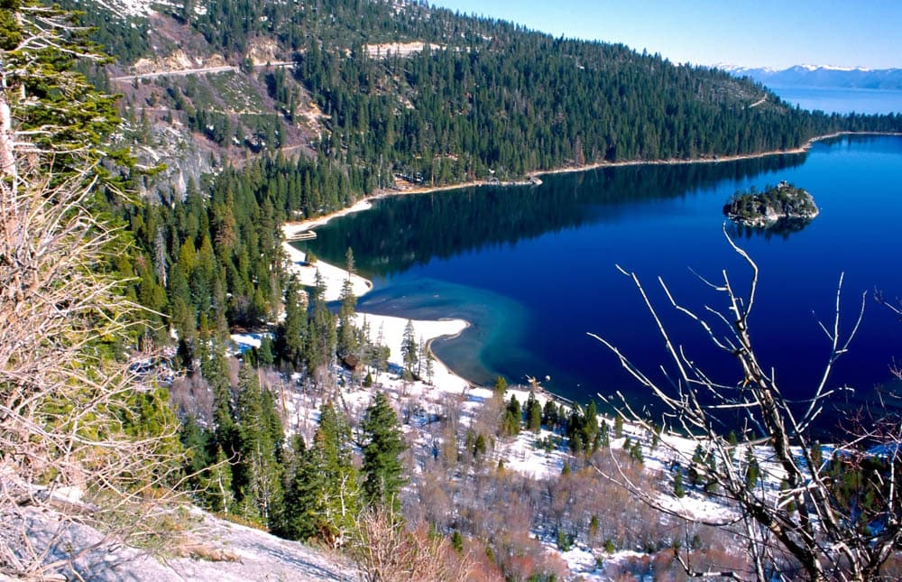 Lake Tahoe in the Sierra Nevada is a fun place for spring break.