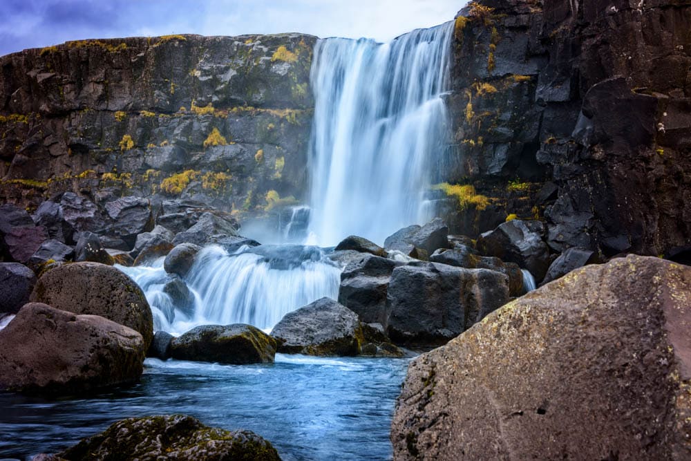 Oxararfoss Waterfall in Thingvellir National Park, Iceland