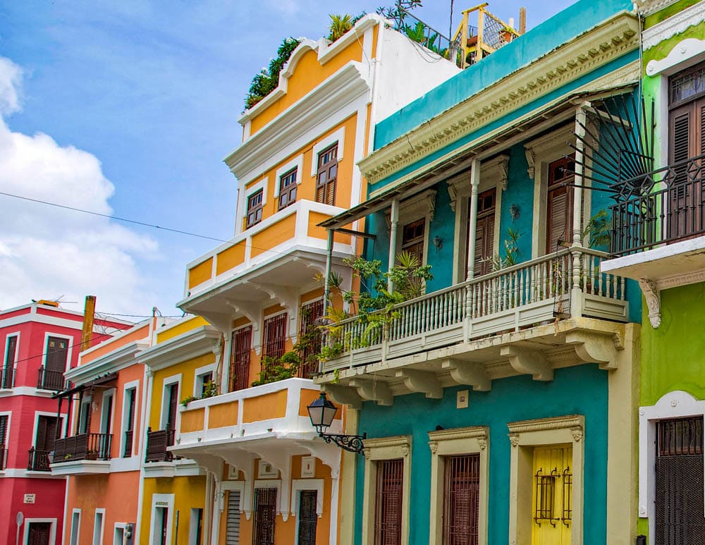 Colorful facades in Old San Juan Puerto Rico