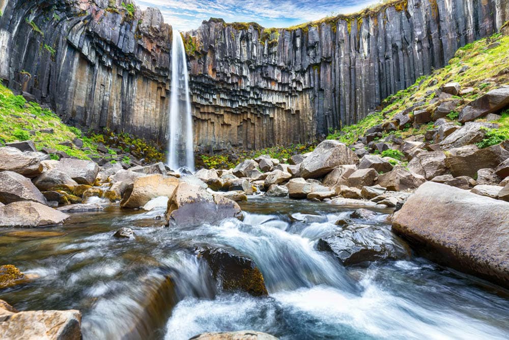 Svartifoss Waterfall in Vatnajokull National Park, Iceland